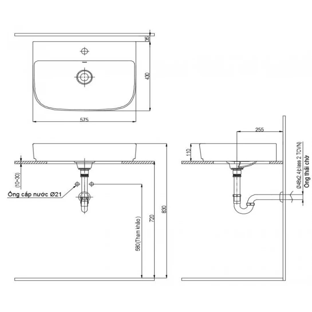 Chậu Rửa Lavabo Inax AL-632V (AL632V) Đặt Bàn AquaCeramic - Ảnh 3