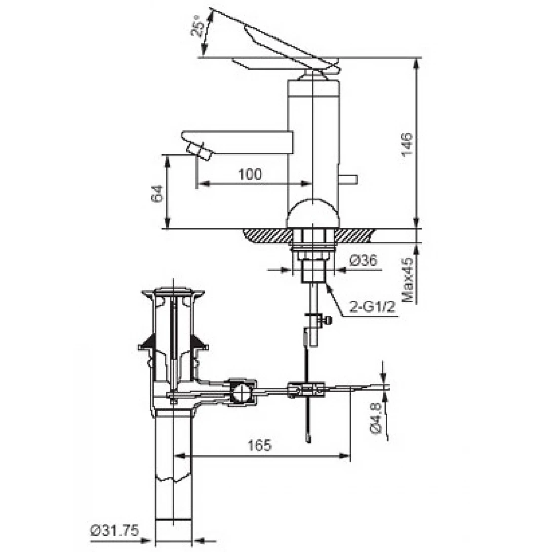 Vòi Lavabo Inax LFV-4000S Nóng Lạnh - Ảnh 2