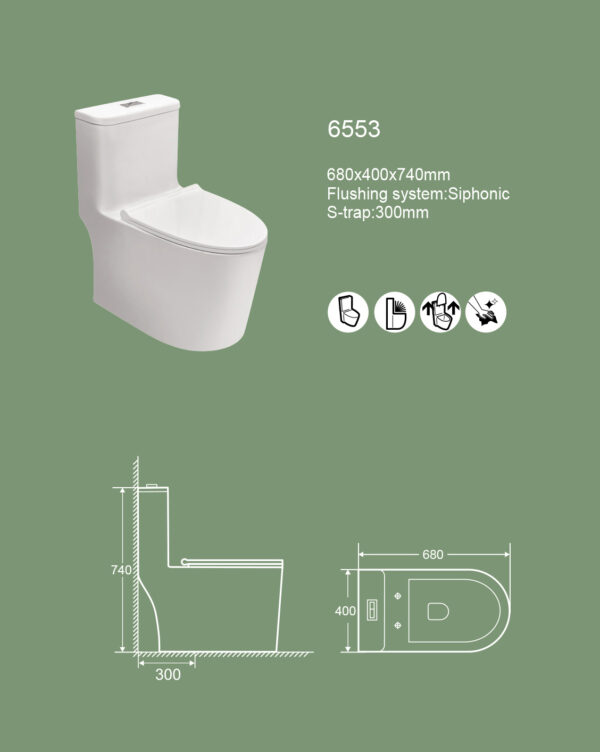 Bồn cầu 1 khối KRONEN model 6553 - Ảnh 2