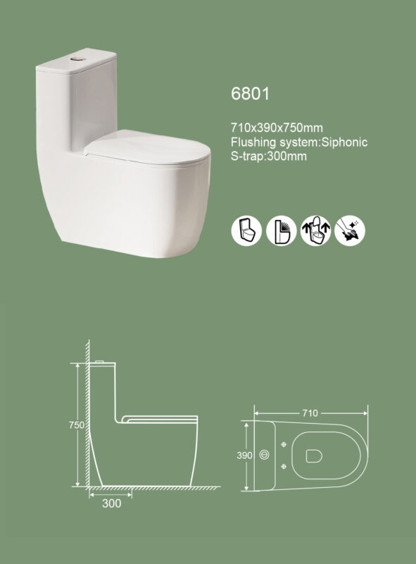 Bồn cầu 1 khối KRONEN model 6801 - Ảnh 2