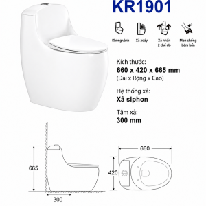 Bồn cầu trứng 1 khối KRONEN model KR1901