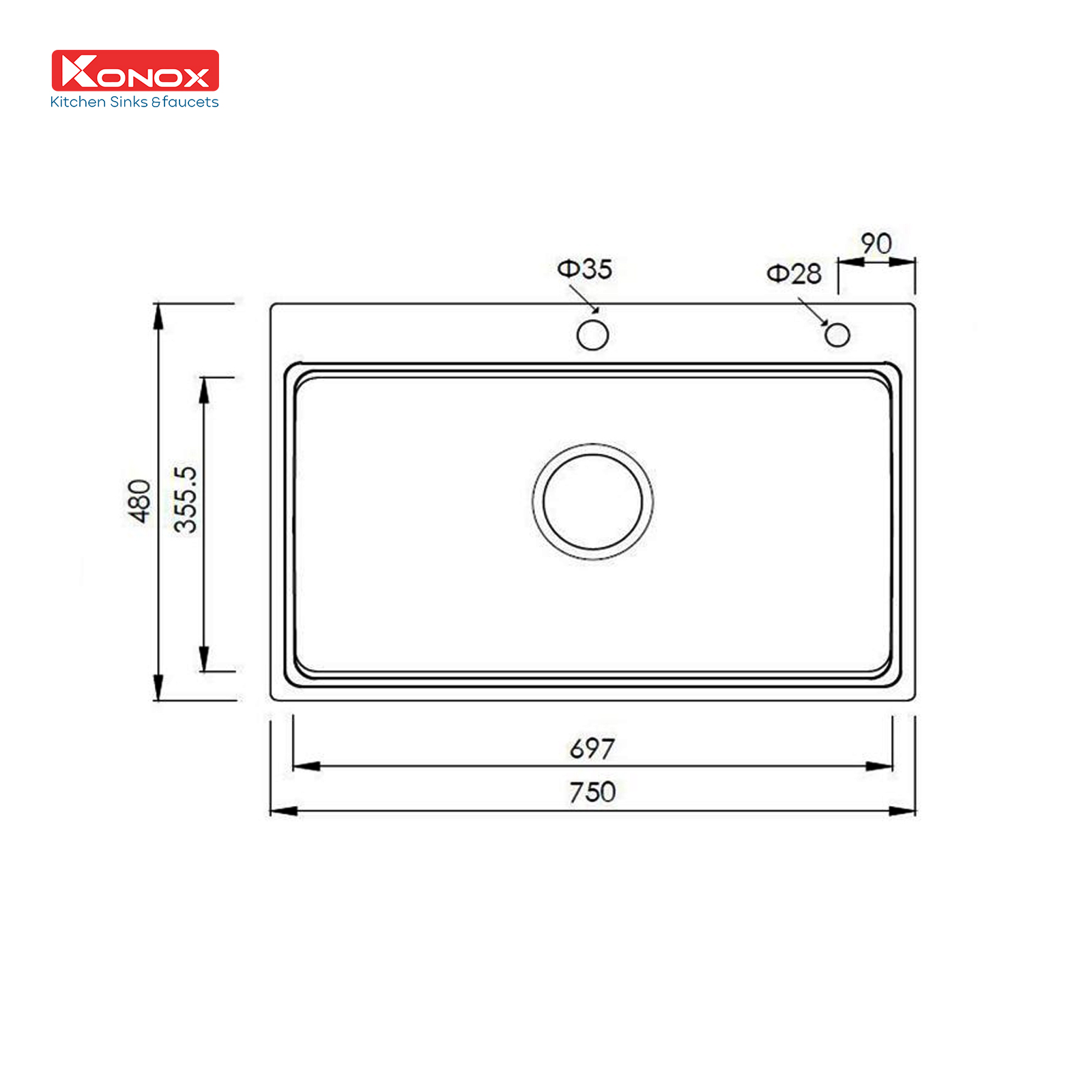 Chậu rửa bát Overmount Sink KN7548SO - Ảnh 2