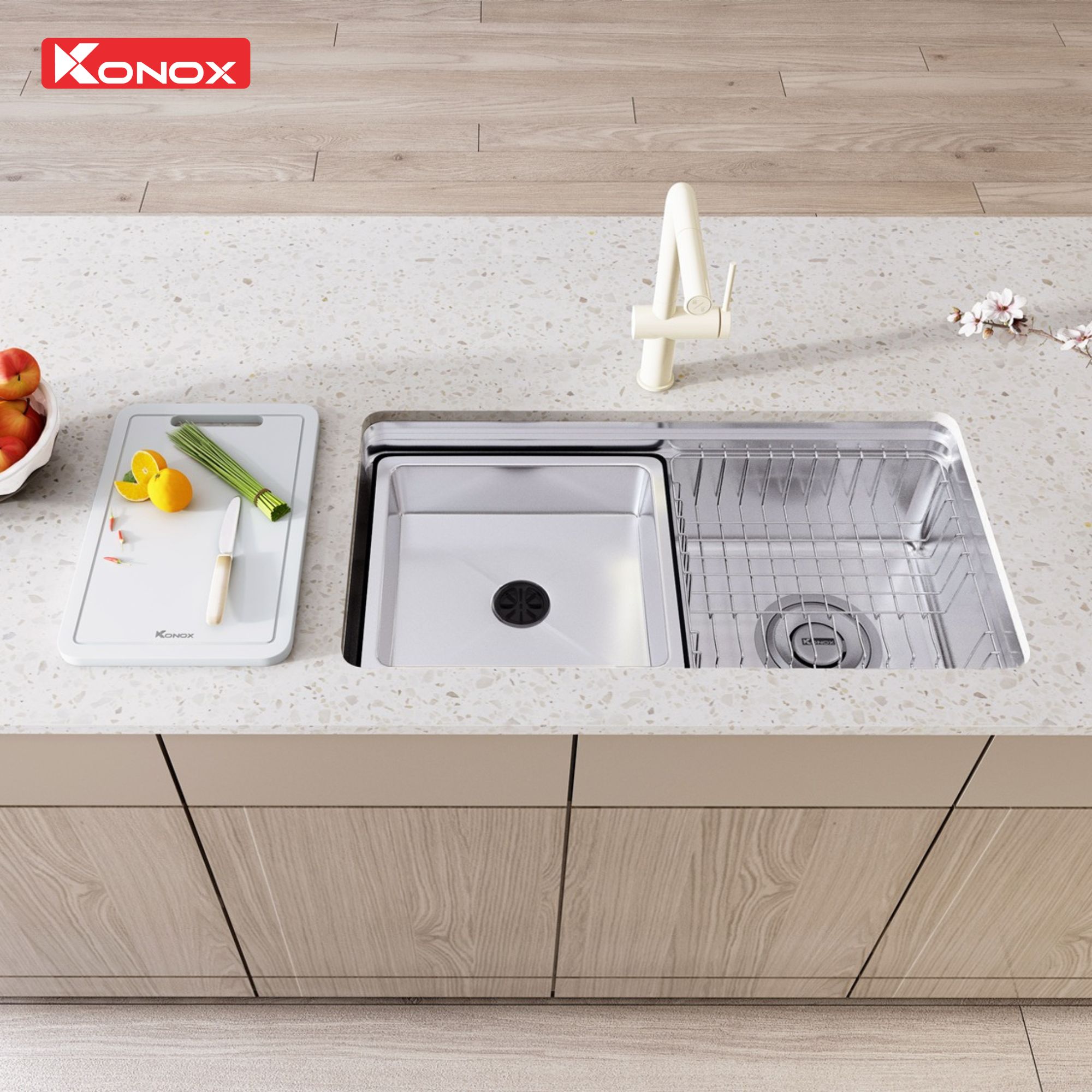 Chậu rửa bát phong cách Nhật bề mặt mịn Tari 780SM - Ảnh 2