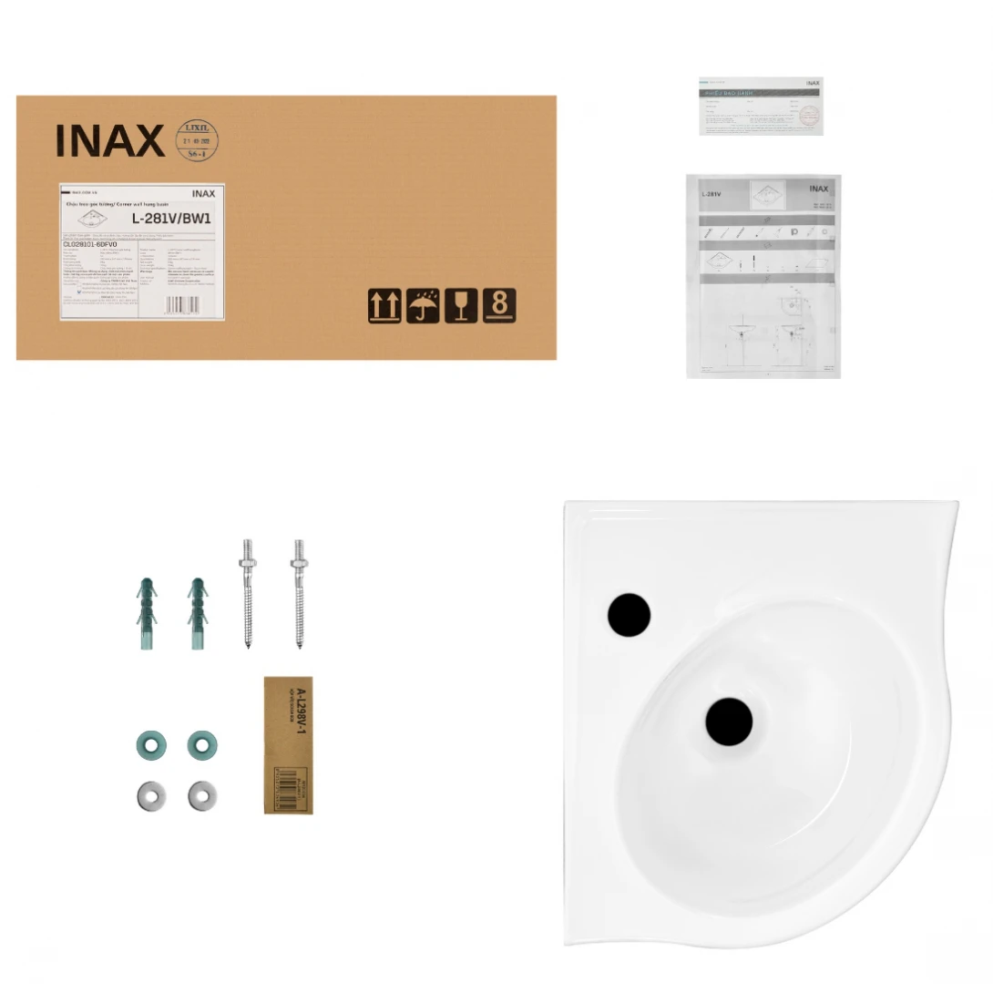Lavabo Góc Inax L-281V (L281V) Chậu Rửa Treo Tường - Ảnh 2