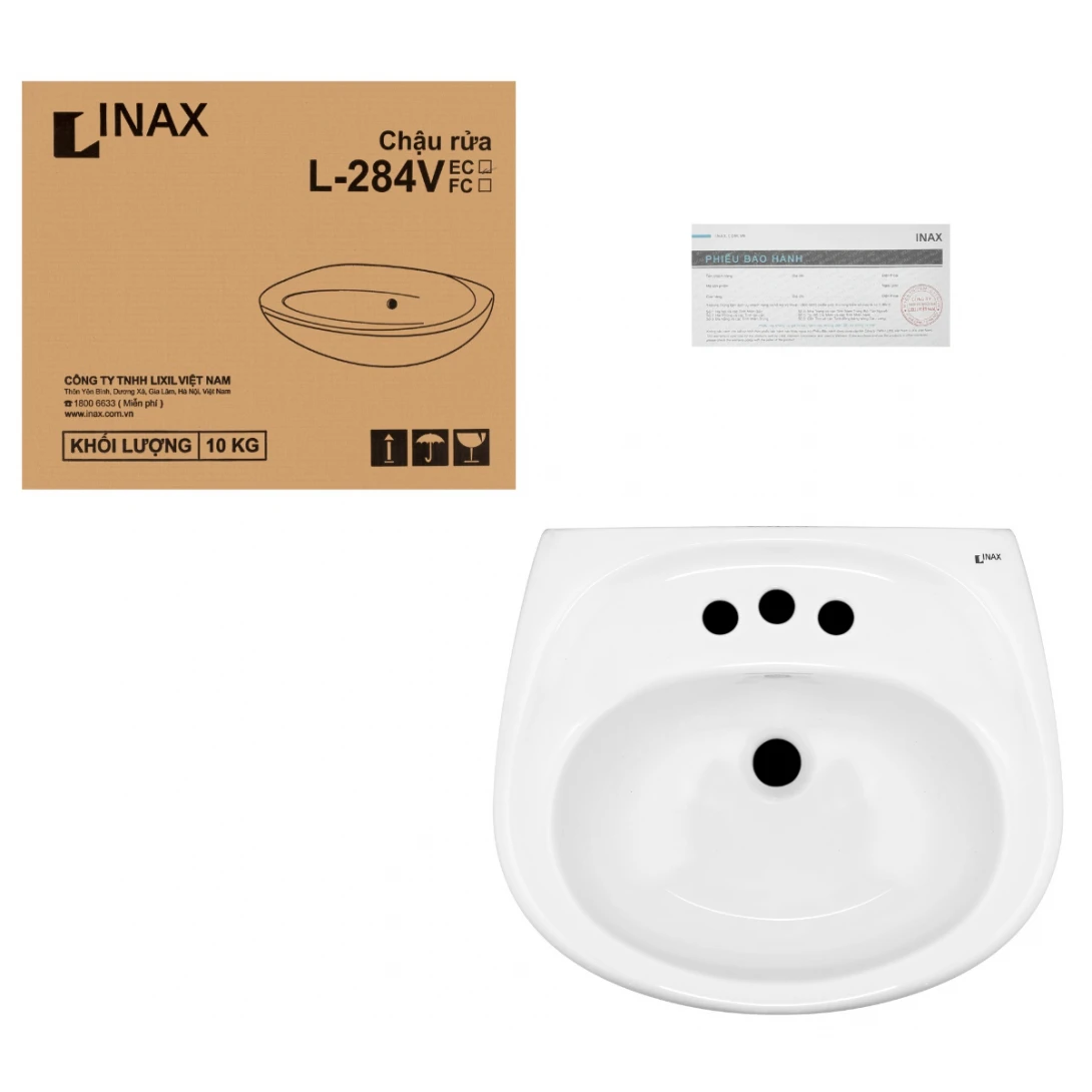 Lavabo Treo Tường Inax L-284V/L-284VC (L284V+L284VC) Chân Ngắn - Ảnh 3