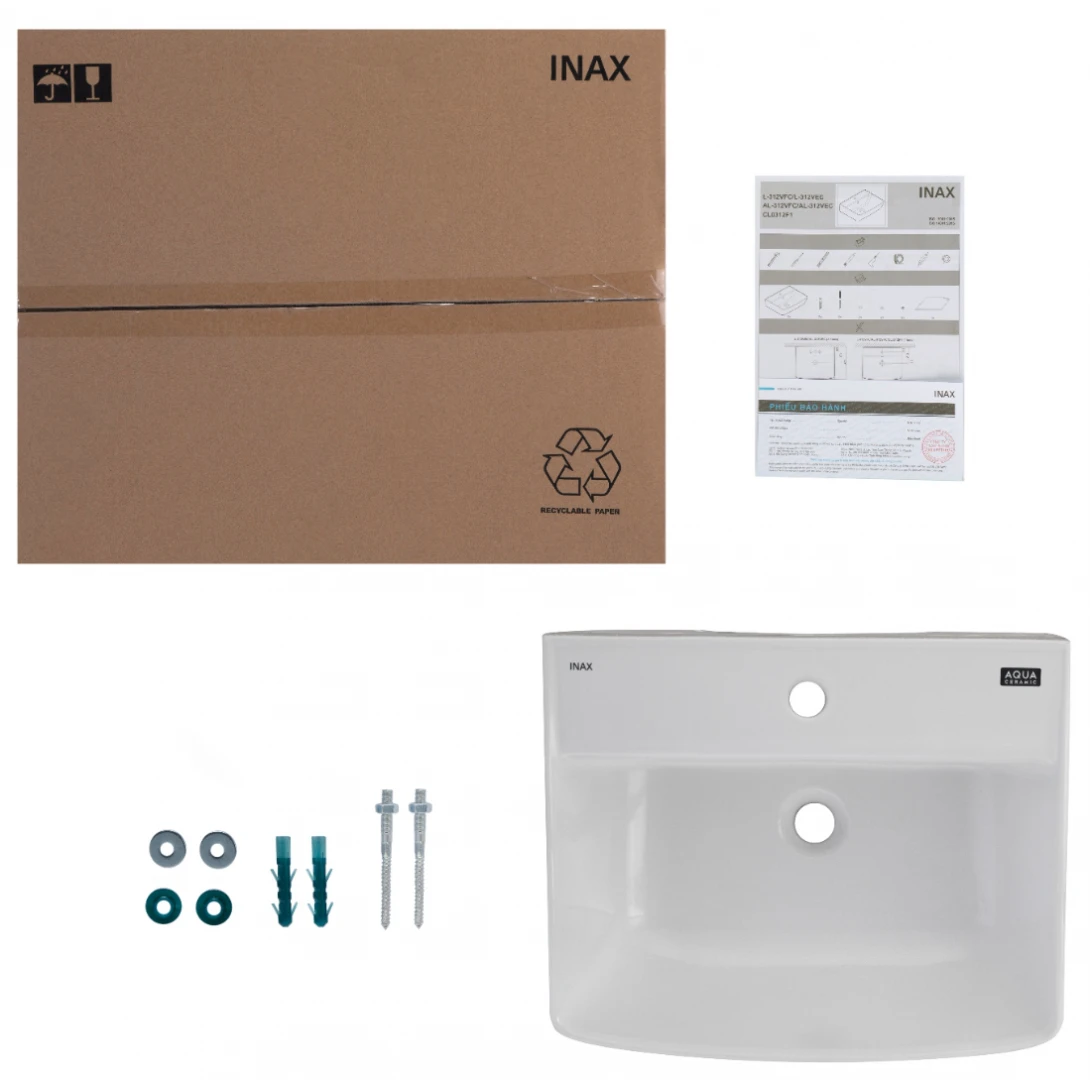 Lavabo Inax L-312V (L312V) Treo Tường 530x435 mm - Ảnh 2