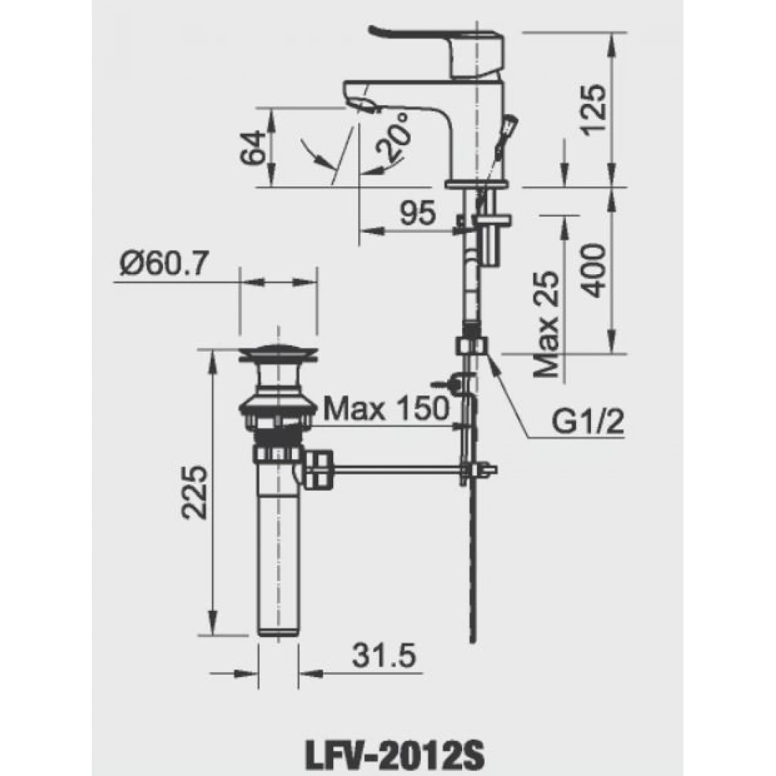 Vòi Chậu Rửa Mặt Lavabo Inax LFV-2012S (LFV2012S) Nóng Lạnh - Ảnh 3