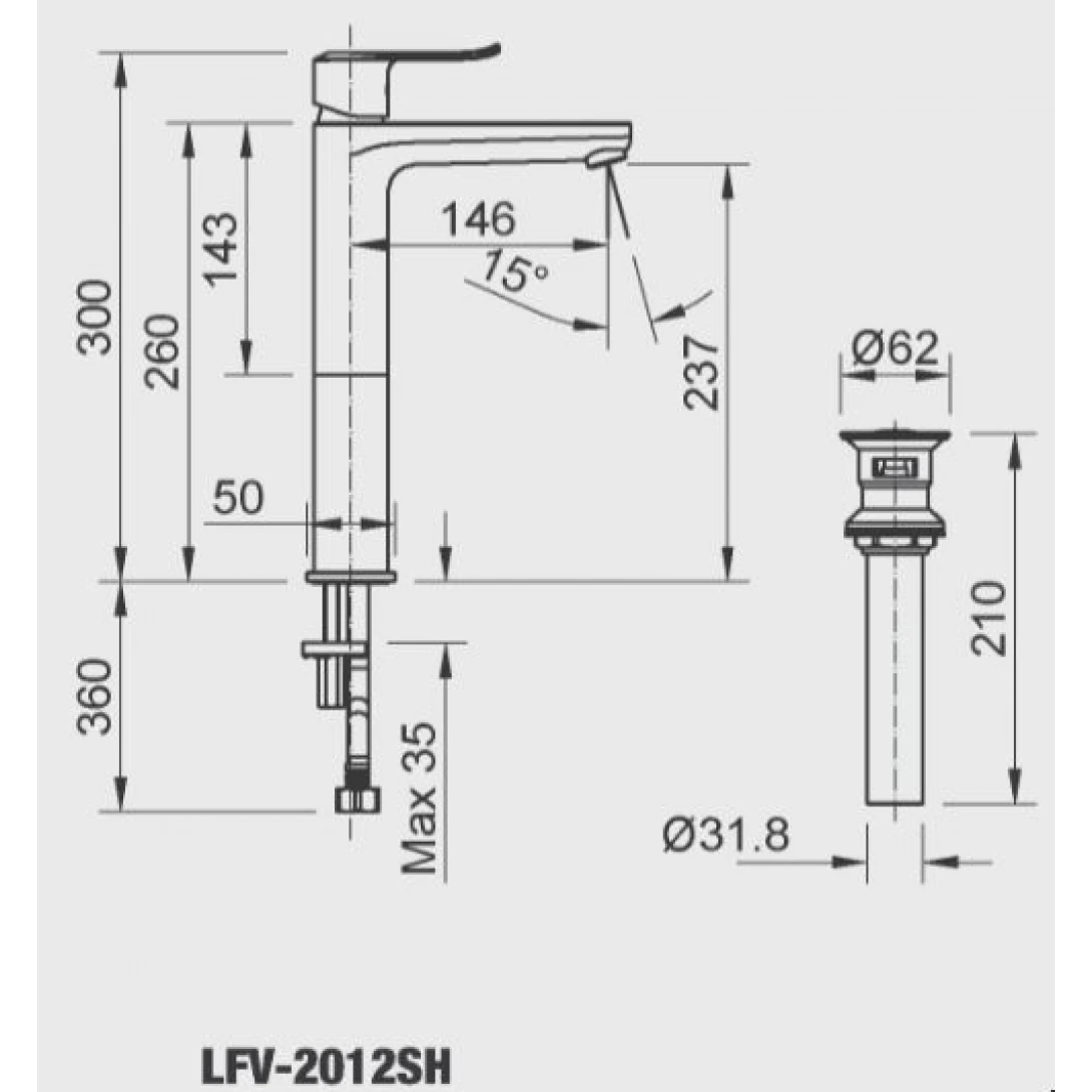 Vòi Lavabo Inax LFV-2012SH Đặt Bàn Cổ Cao - Ảnh 3