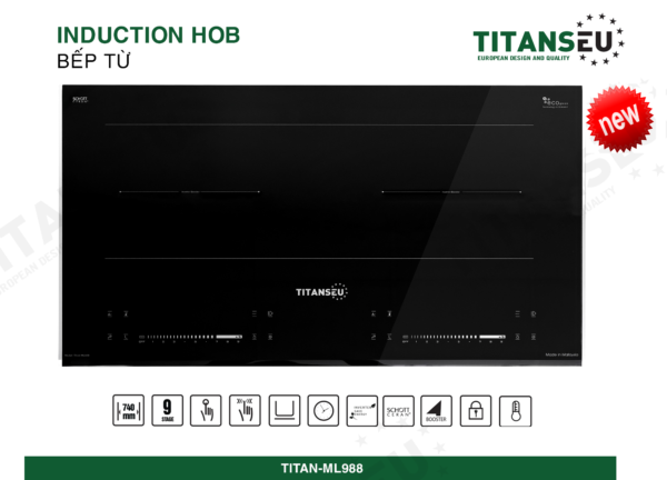 Bếp Từ Đôi 02 Vùng Nấu Serie 9 TITAN-ML988 TITANSEU