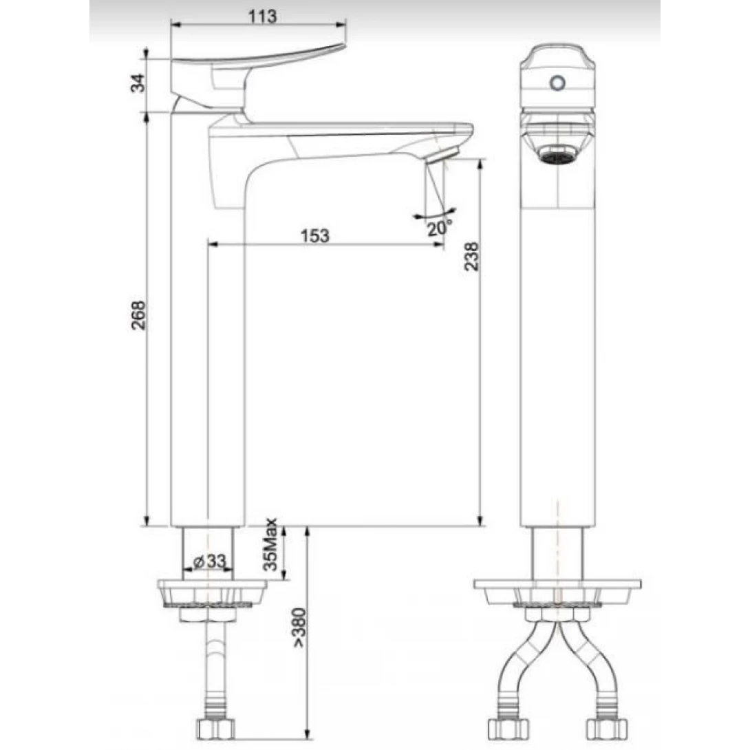 Vòi Rửa Lavabo American Standard WF-0902 Milano Cao Nóng Lạnh - Ảnh 2