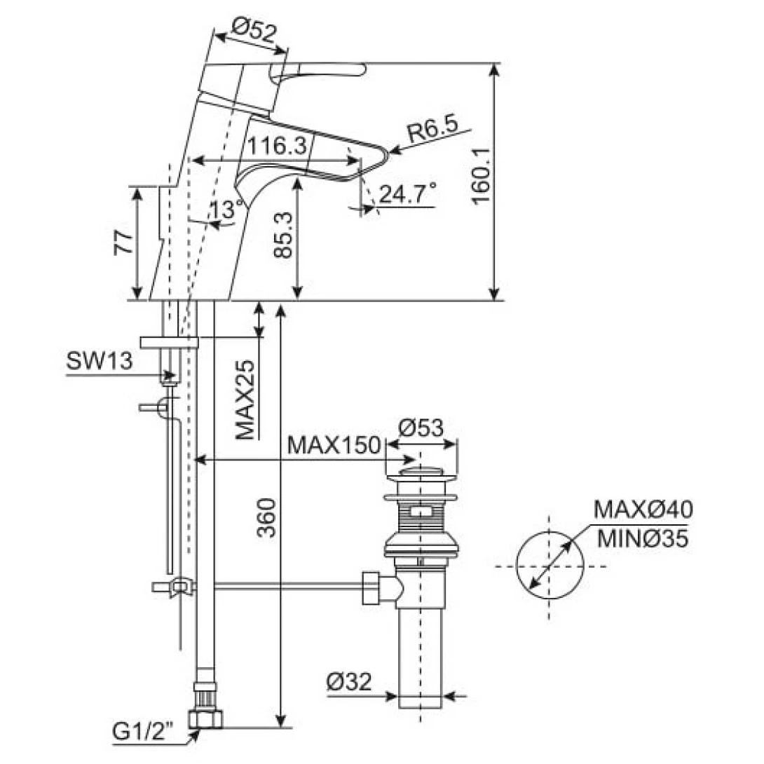 Vòi Lavabo Nóng Lạnh American Standard Active WF-3907 - Ảnh 2