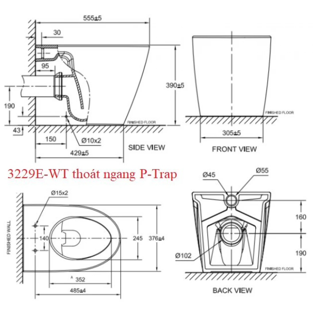 Bồn Cầu American Standard 3229E-WT (3229EWT) Đặt Sàn Nắp WP-C119 - Ảnh 3