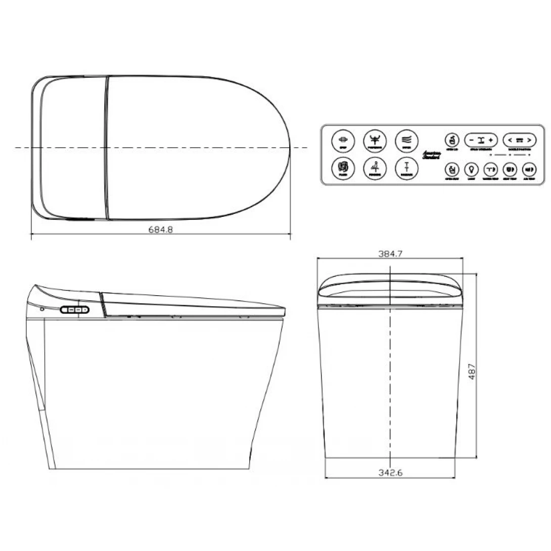 Bồn Cầu Thông Minh American Standard WP-70DY (WP70DY) e-Lite Tự Động - Ảnh 3
