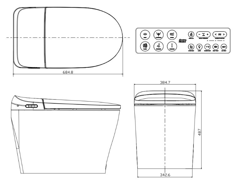 Bản vẽ kích thước bồn cầu CEAS70DY-1000400V0 American Standard