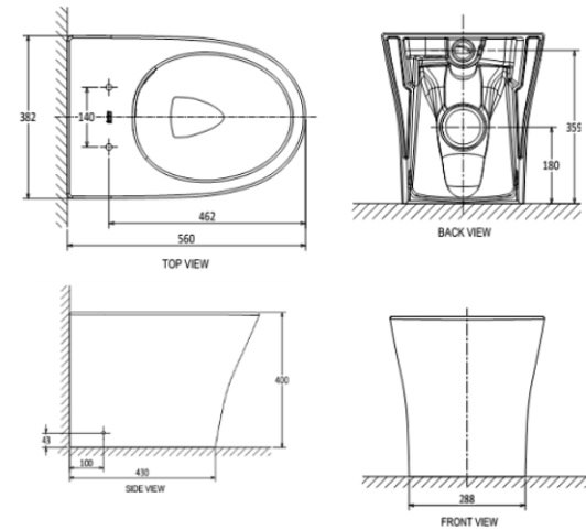Bản vẽ bàn cầu American Standard VF-2141S thoát sàn