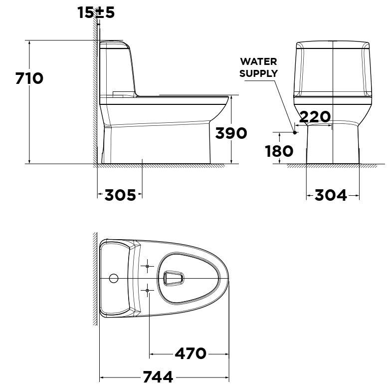 Bản vẽ bàn cầu điện tử American WP-1830 PR
