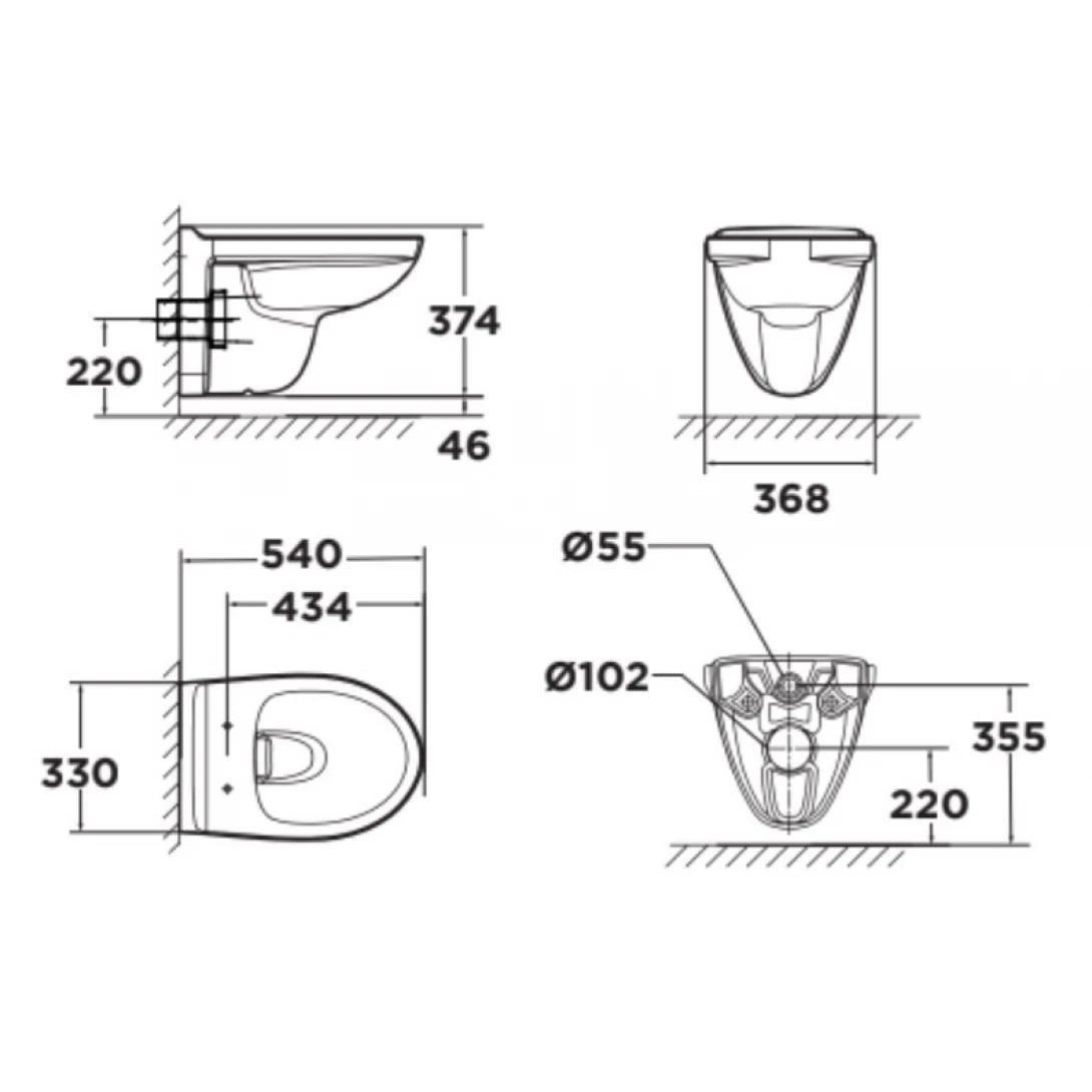 Bồn Cầu American Standard WP-2207 (WP2207) Treo Tường Nắp WP-C218 - Ảnh 2