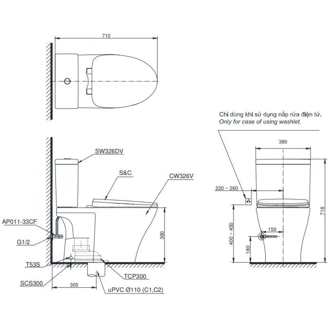Bồn Cầu 2 Khối TOTO CS326DT10 Nắp Êm TC395VS - Ảnh 2