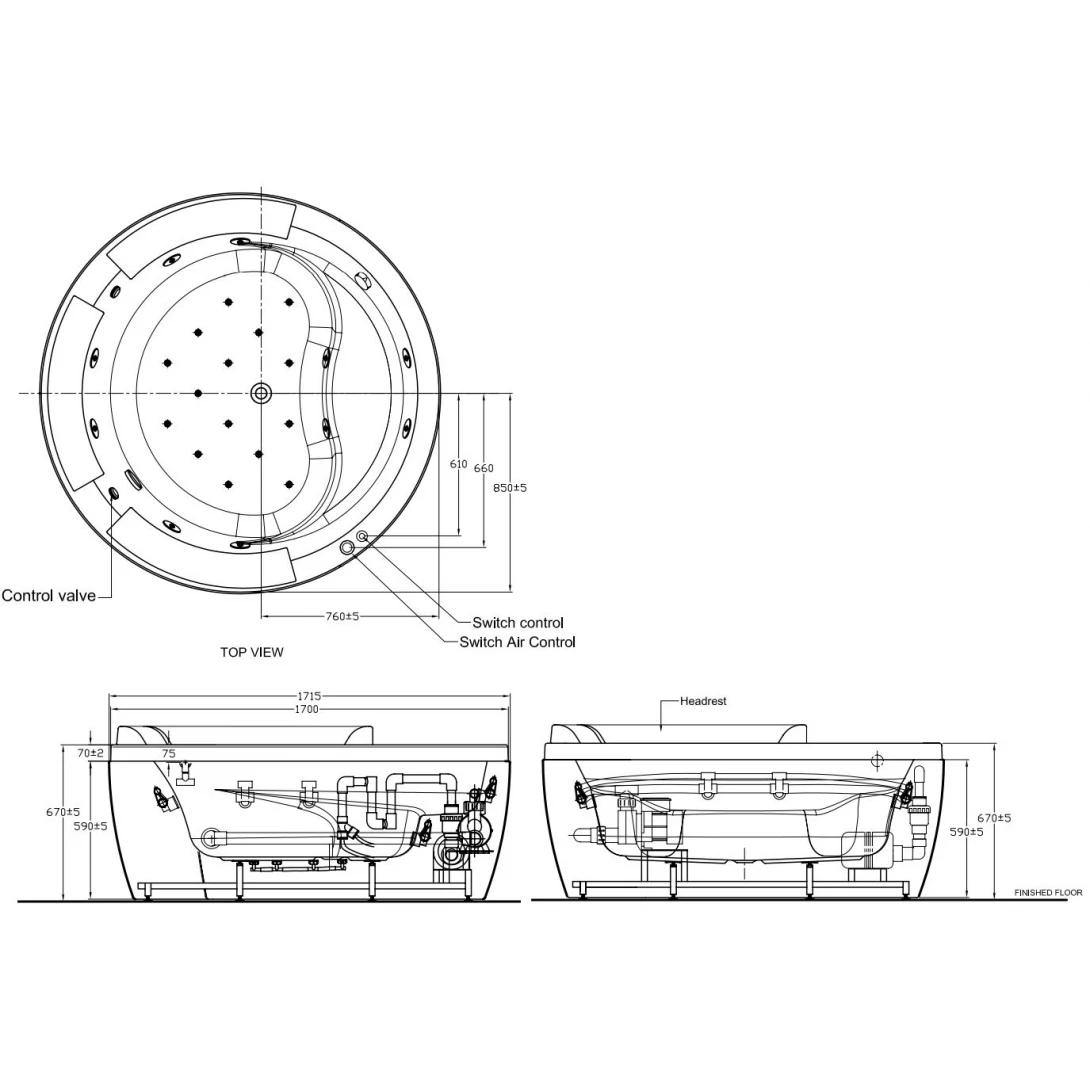Bồn Tắm Massage American Standard 70212100-WT Đặt Sàn 1.7 - Ảnh 2