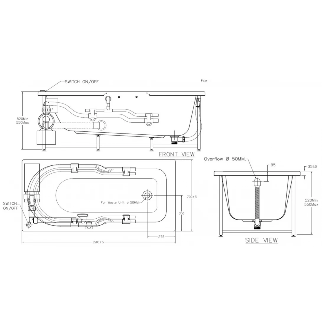 Bồn Tắm Massage American Standard 7240100-WT Xây 1.5M - Ảnh 2