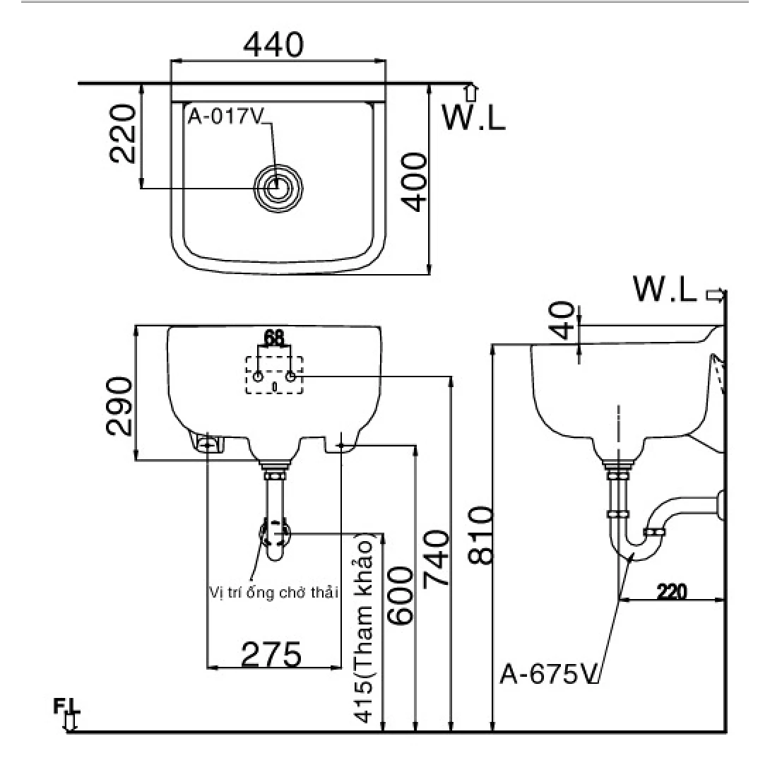Chậu Rửa Lavabo Inax S-17V (S17V) Đa Năng Treo Tường - Ảnh 2