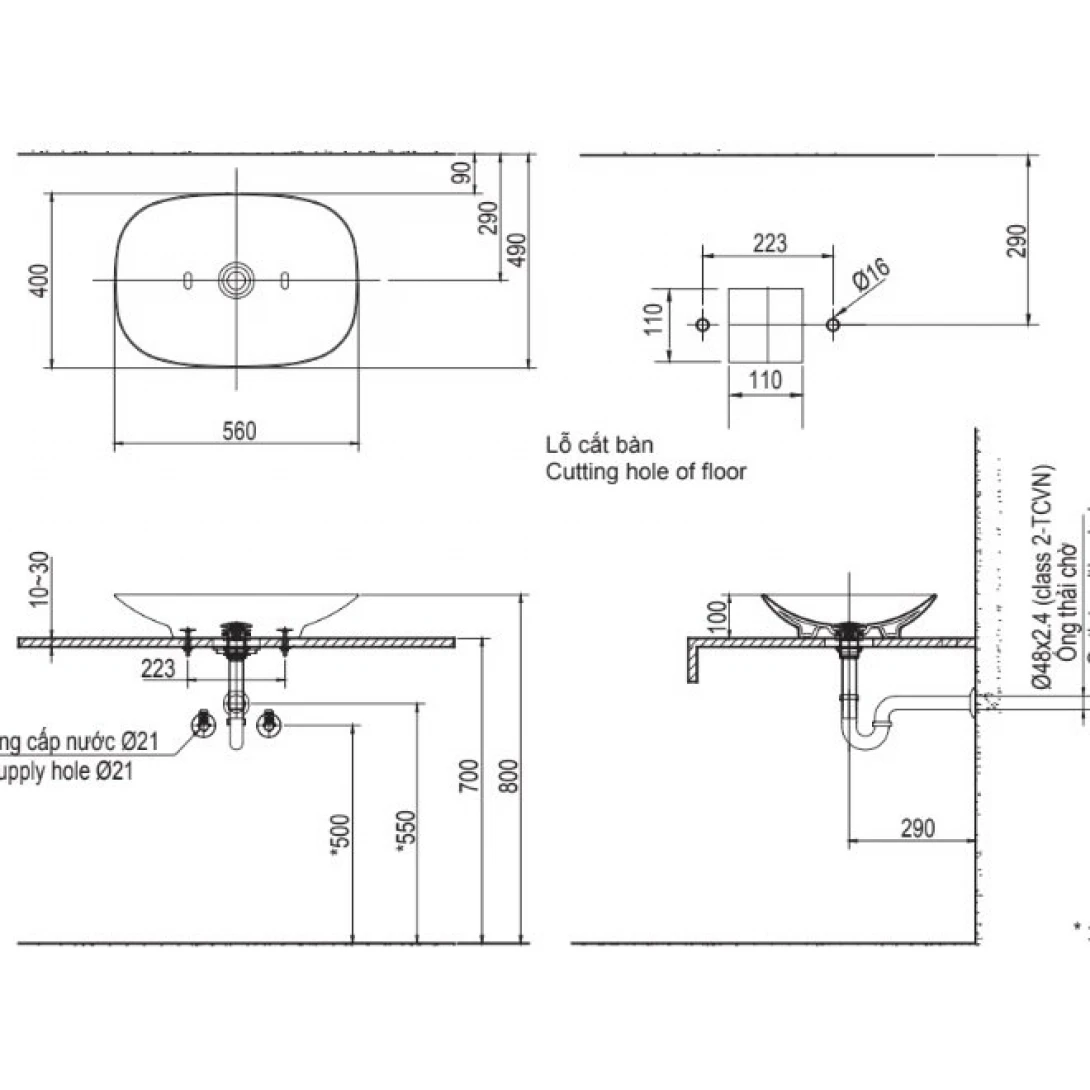 Chậu Rửa Lavabo Inax AL-S620V (ALS620V) Đặt Bàn - Ảnh 2
