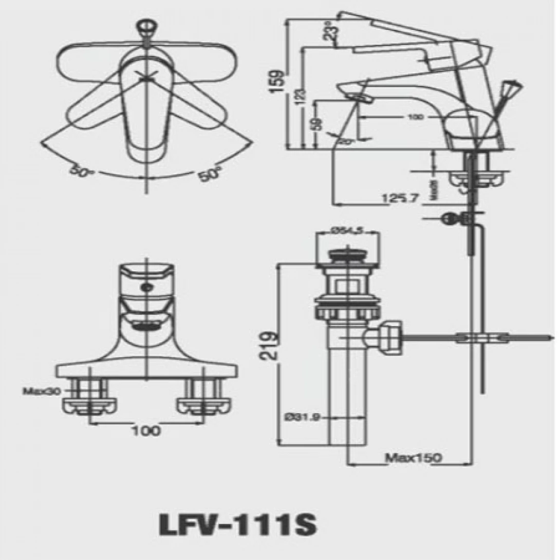 Vòi Chậu Lavabo Inax LFV-111S Nóng Lạnh Chậu 3 Lỗ - Ảnh 3