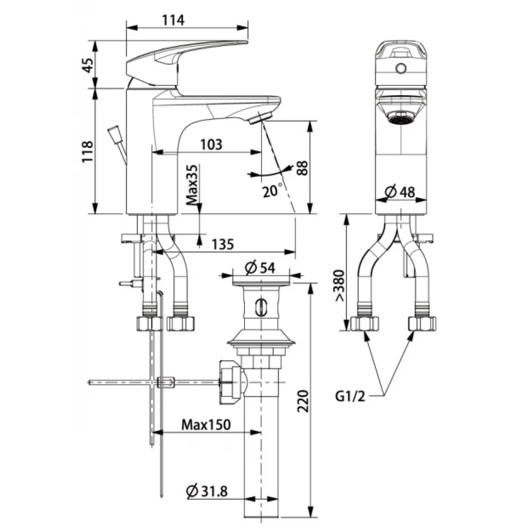 Vòi Rửa Lavabo American Standard WF-0901 (WF0901) Milano Nóng Lạnh - Ảnh 2