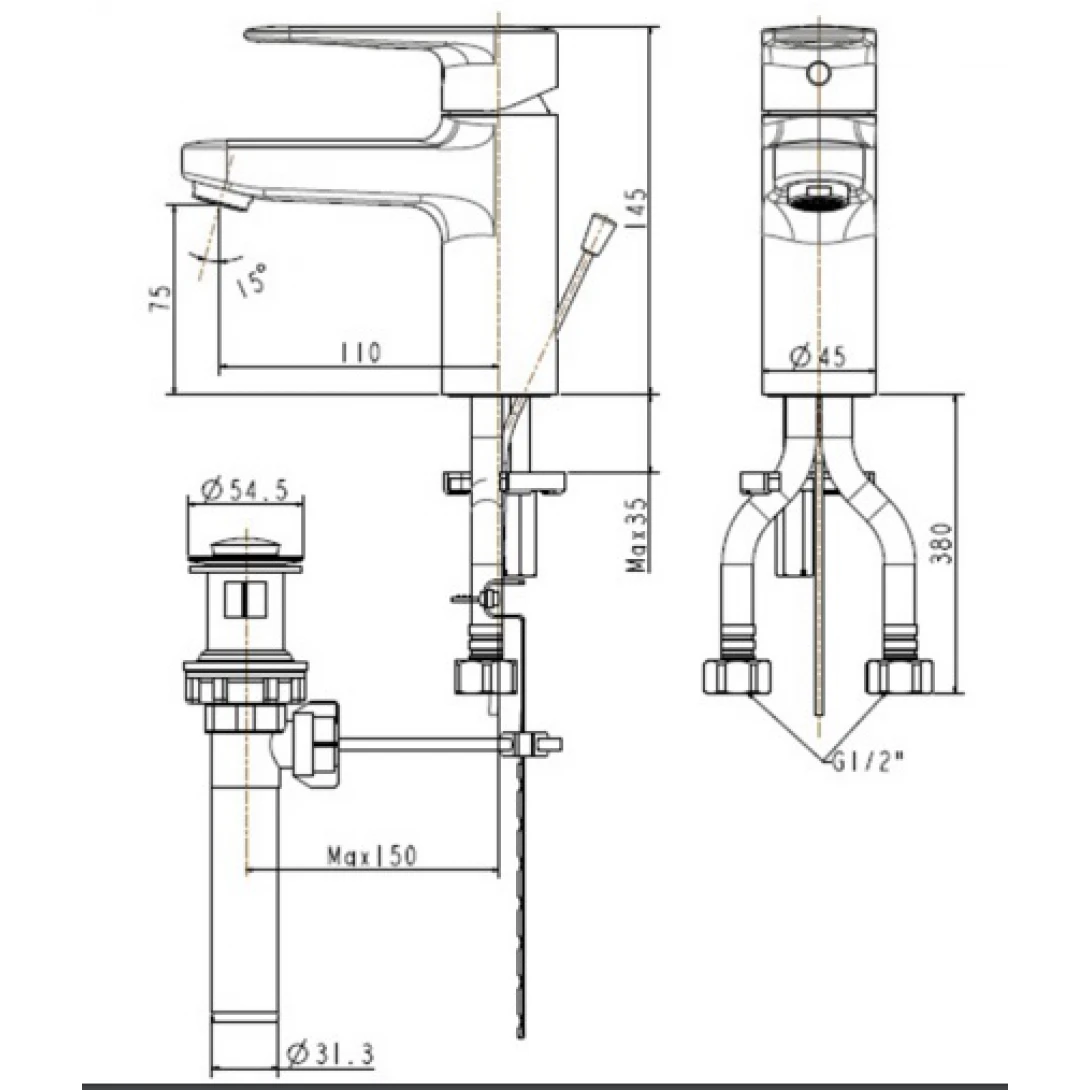 Vòi Rửa Lavabo American Standard WF-B201 Slimplica Nóng Lạnh - Ảnh 2