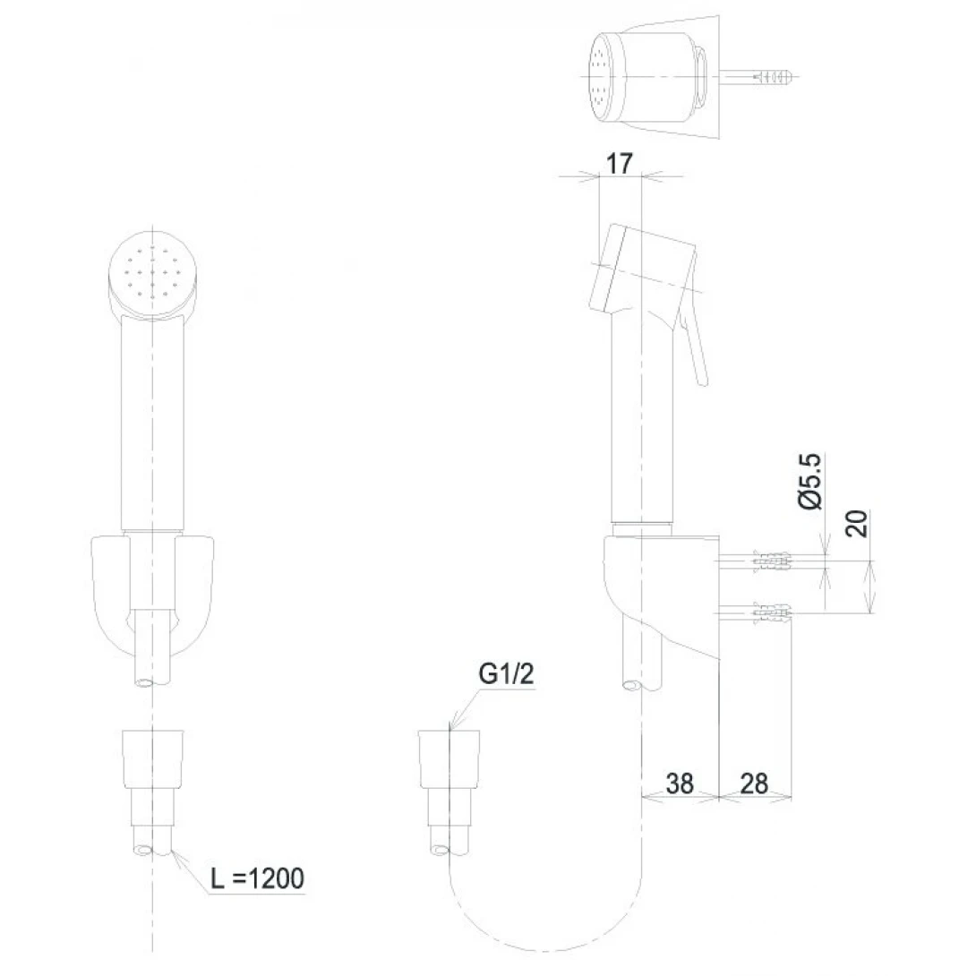 Vòi Xịt Xi Vệ Sinh TOTO THX20SEV1CR Dây Xoắn Màu Crom - Ảnh 2