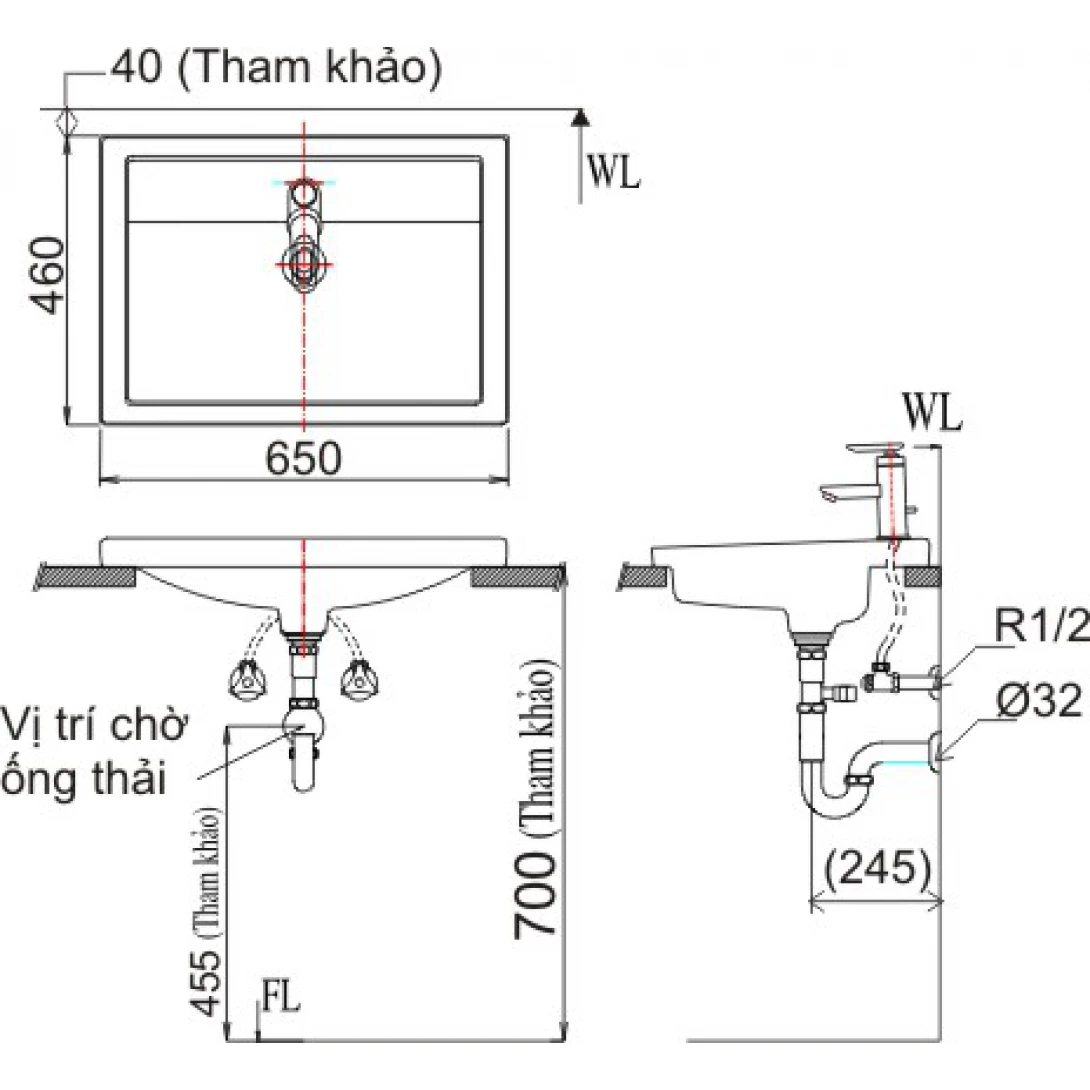 Chậu Rửa Lavabo Inax AL-2397V (AL2397V) Dương Vành AquaCeramic - Ảnh 2