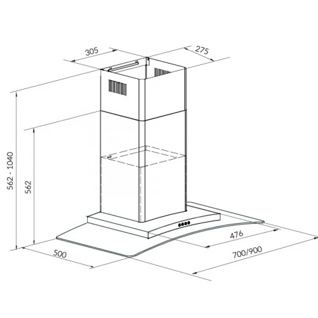 Máy Hút Khói Khử Mùi Eurosun EH-70AF81 Gắn Tường - Ảnh 2