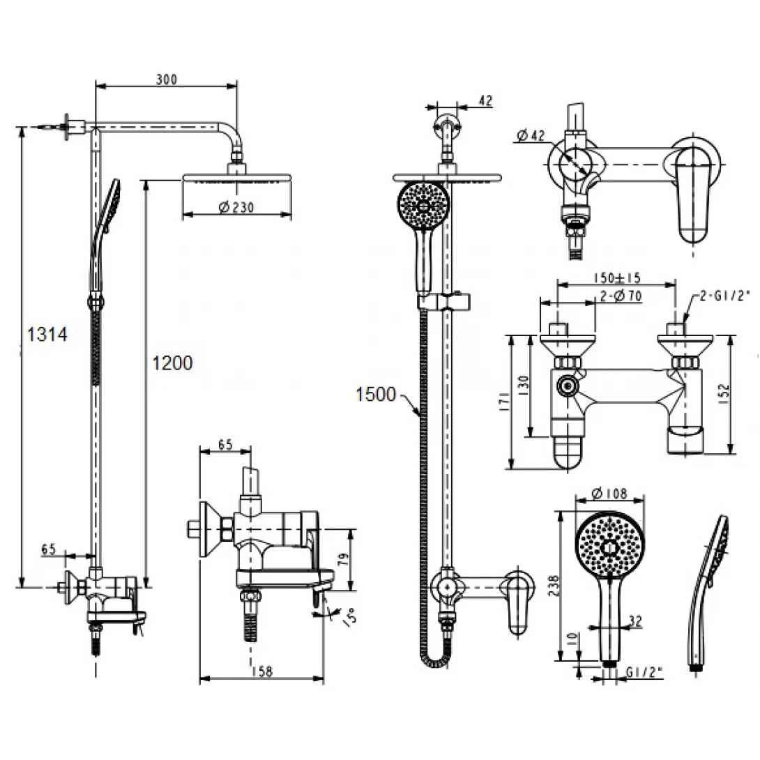 Bộ Vòi Sen Cây American Standard WF-9089E Simplica - Ảnh 2