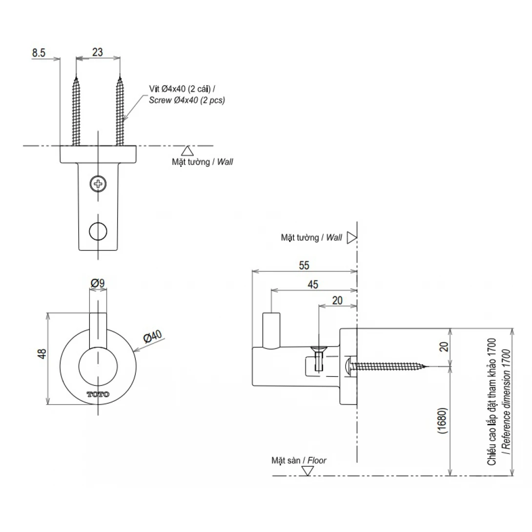 Móc Áo TOTO YRH406V - Ảnh 2