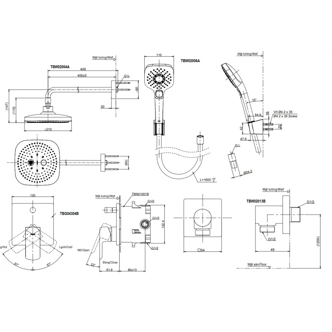 Sen Tắm Âm Tường TOTO TBG04304BA TBW02004A TBW02006V - Ảnh 3