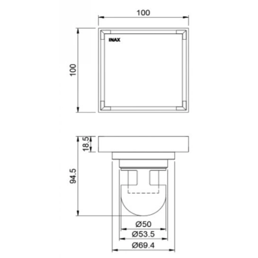 Phễu Thoát Sàn Inax FDV-10F Vuông 100x100 mm (Ø90) - Ảnh 2