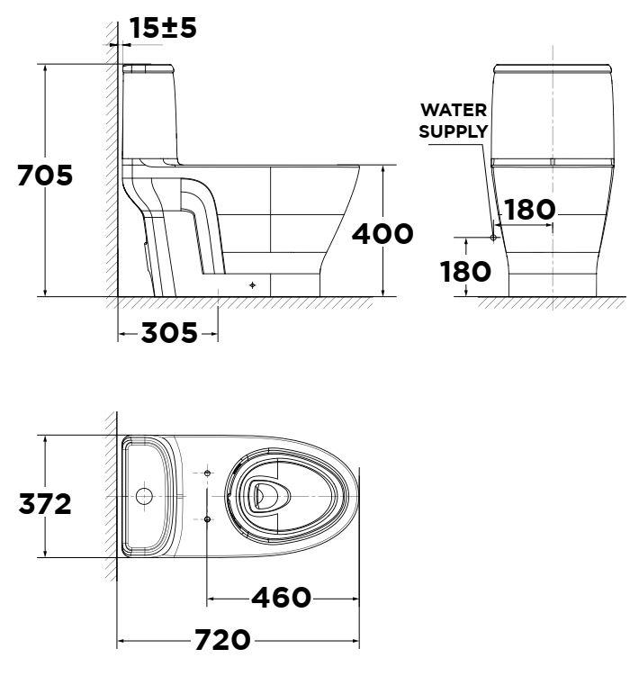 Bản vẽ kích thước bàn cầu American VF1862