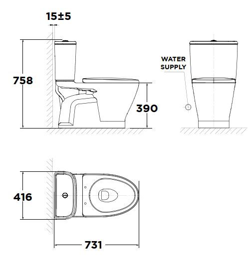 Bản vẽ kích thước bàn cầu American VF2162