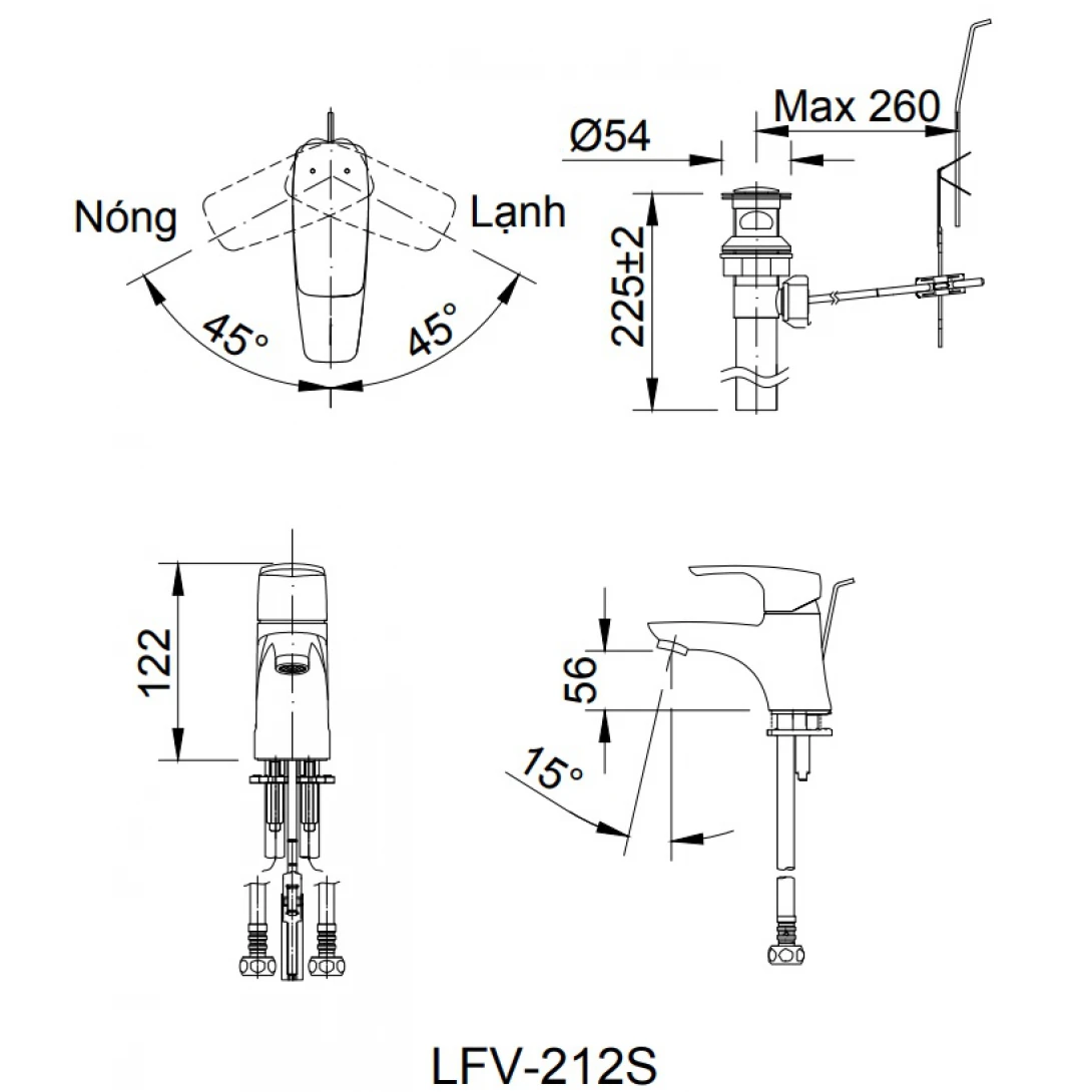 Vòi Chậu Rửa Inax LFV-212S Nóng Lạnh Lavabo - Ảnh 2