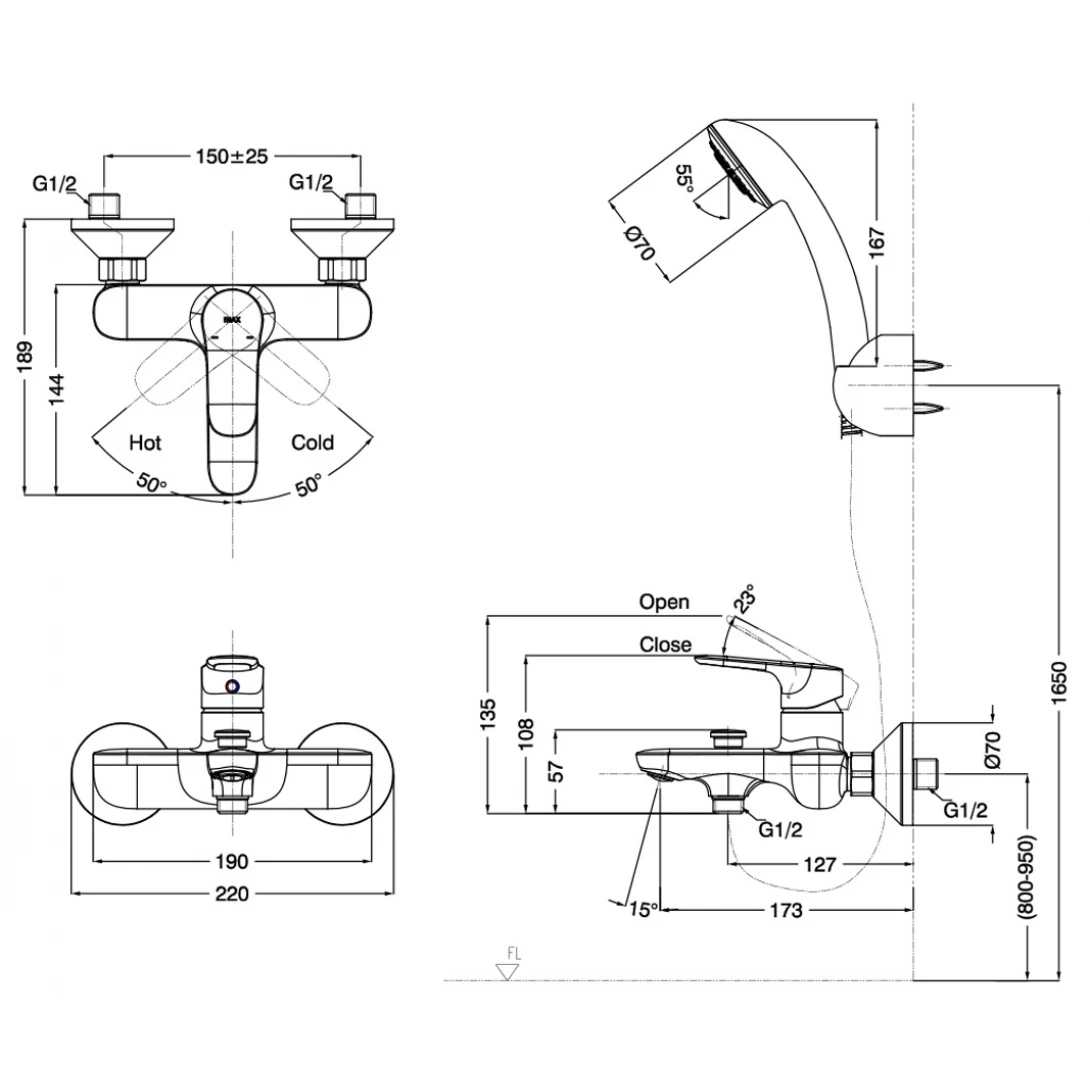 Vòi Hoa Sen Inax BFV-1403S-4C Nóng Lạnh - Ảnh 3
