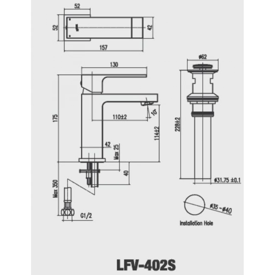 Vòi Chậu Lavabo Inax LFV-402S Nóng Lạnh - Ảnh 3