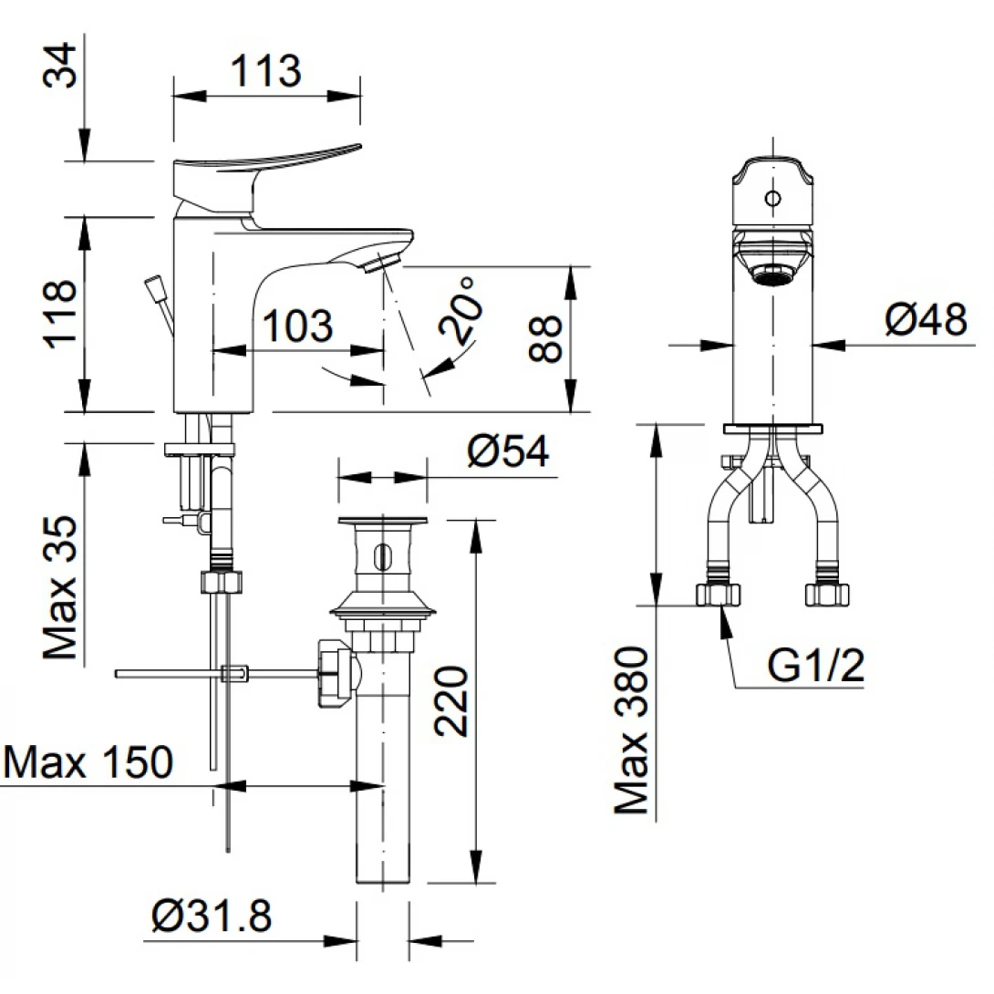 Vòi Chậu Lavabo Inax LFV-502S Nóng Lạnh - Ảnh 3