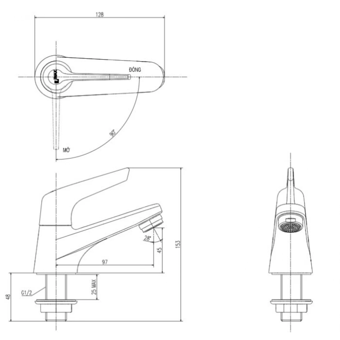 Vòi Nước Lạnh Lavabo Inax LFV-17P (LFV-17 + A-325PS) - Ảnh 2