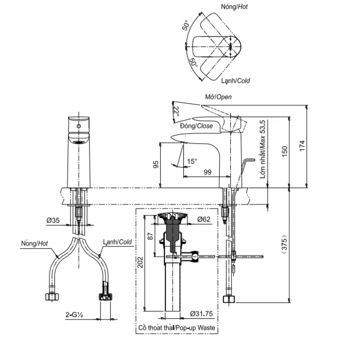 Vòi Lavabo TOTO TLG04301V Nóng Lạnh - Ảnh 2