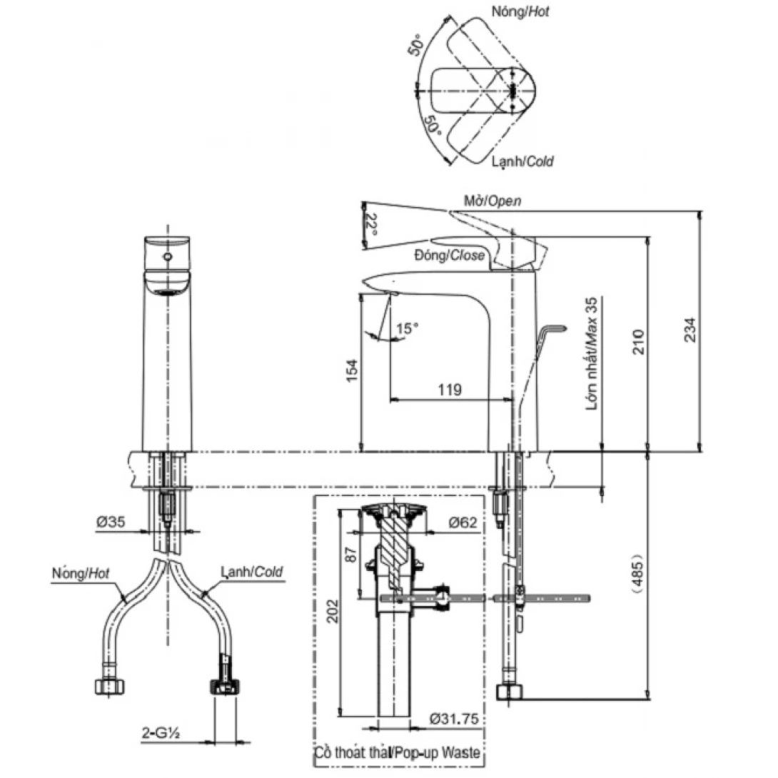 Vòi Lavabo TOTO TLG04304V Nóng Lạnh Cổ Cao - Ảnh 2