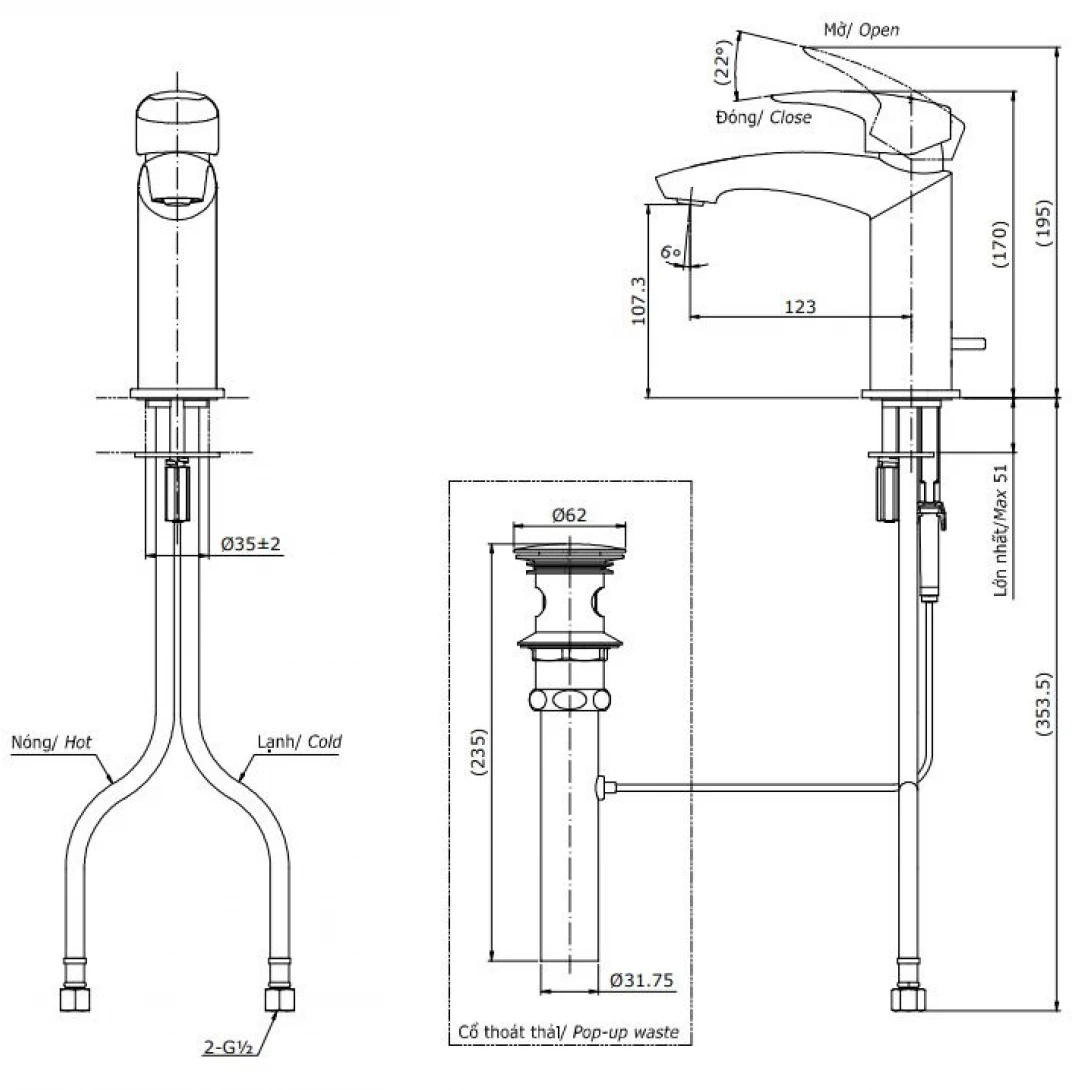 Vòi Lavabo TOTO TLG09301V Nóng Lạnh - Ảnh 2