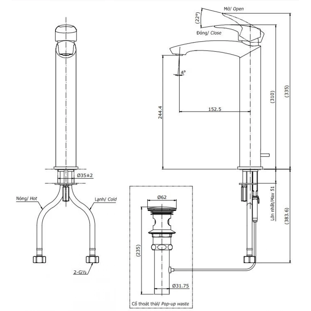 Vòi Lavabo TOTO TLG09305V Nóng Lạnh Cổ Cao - Ảnh 2