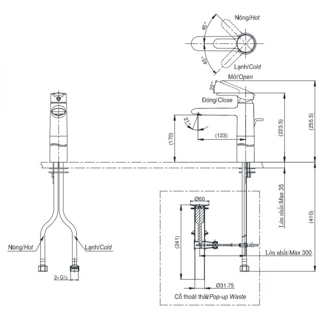 Vòi Lavabo TOTO TVLM111NS Nóng Lạnh Cổ Vừa - Ảnh 2