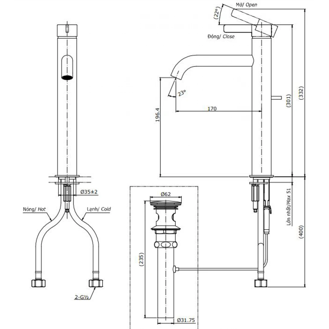 Vòi Lavabo TOTO TLG11305V Nóng Lạnh Cổ Cao - Ảnh 2