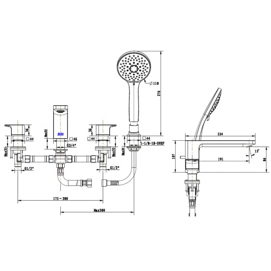 Vòi Xả Bồn Tắm American Standard WF-1300 Acacia Nóng Lạnh - Ảnh 2